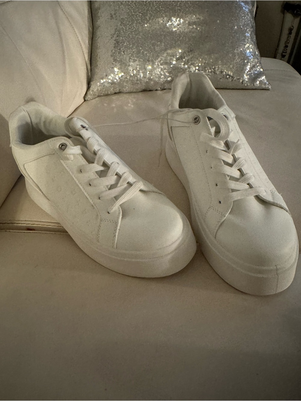 Streetwear Society White Low-Top Platform Sneakers